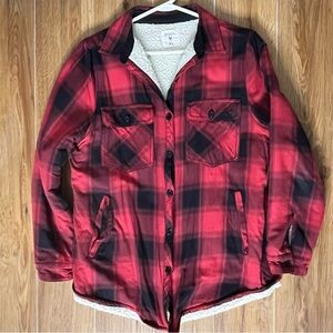 Red Black Flannel Sherpa Lining Jacket OPPOSITE Brand Size XL